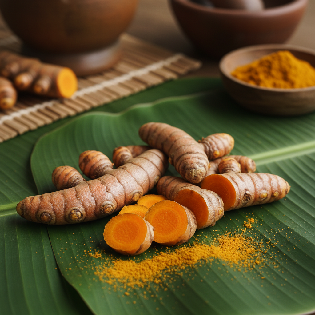 Air-dried turmeric root pieces displaying vivid golden-orange color, cleaned and dirt-free, representing high curcumin content spice